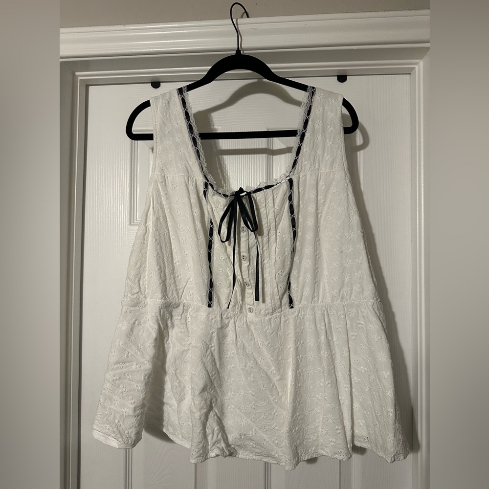 Torrid White Blouse with Black Accents